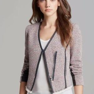 GORGEOUS Rebecca Taylor Tweed Blazer with Leather Trim